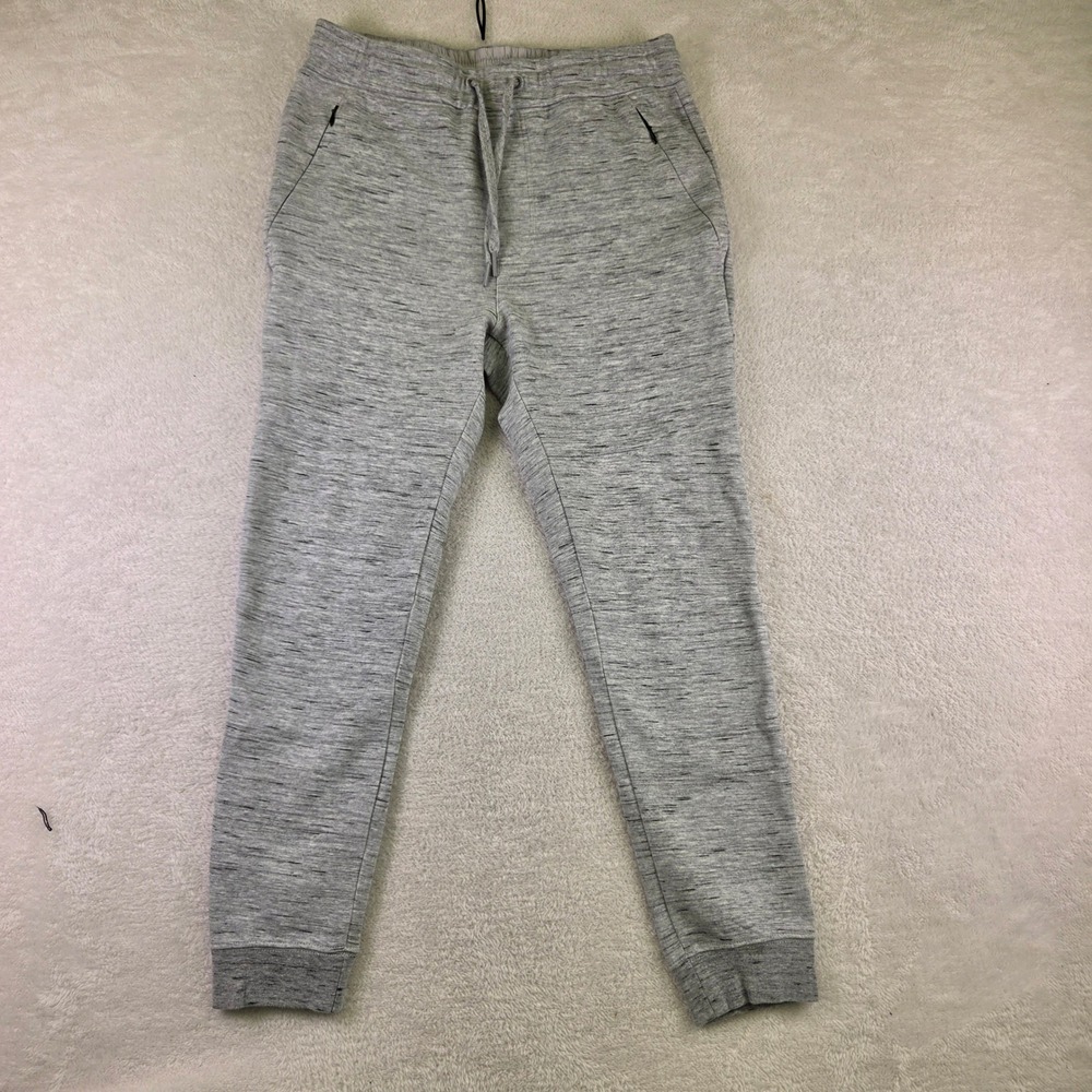 On The Byas Mens Small Grey Space Dye Knit Joggers Zipper Pockets Tapered Pants